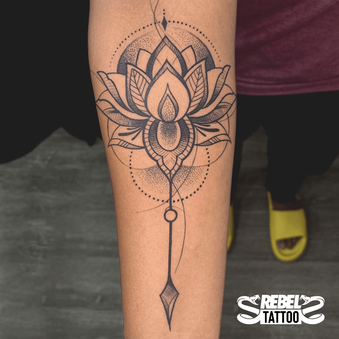 Coral Rose With Triangle Tattoo – Tattoo for a week
